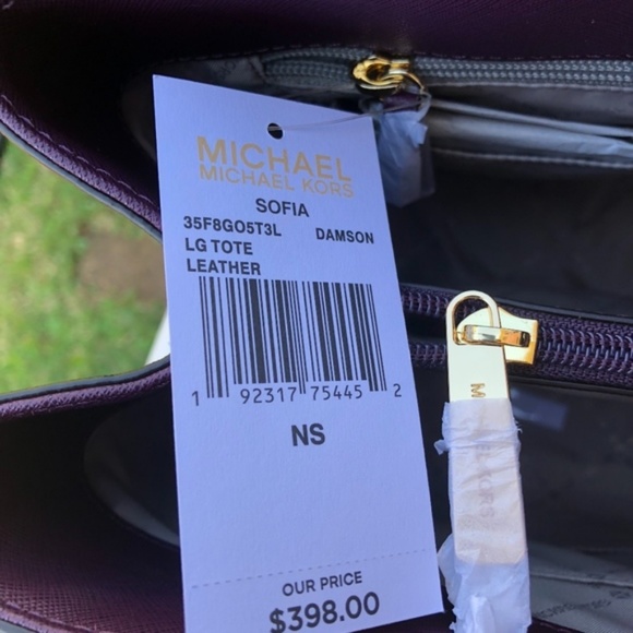 NWT Michael Kors Large Sophia Damson Tote Handbag - Picture 3 of 8